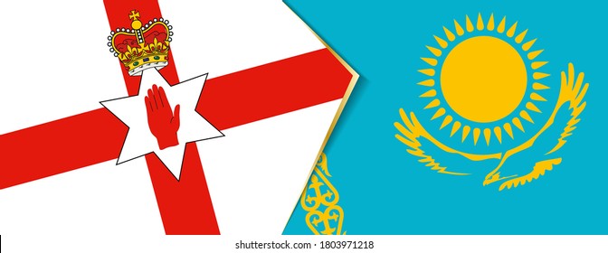 Northern Ireland and Kazakhstan flags, two vector flags symbol of relationship or confrontation.
