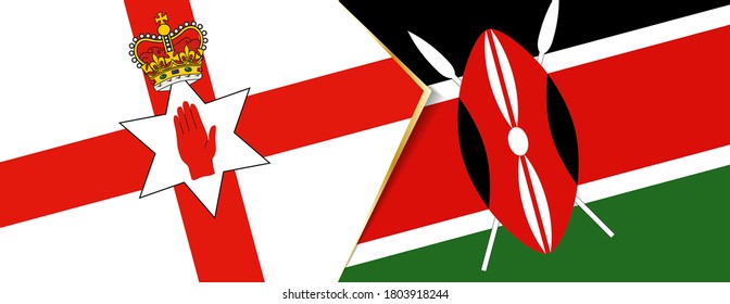 Northern Ireland and Kenya flags, two vector flags symbol of relationship or confrontation.