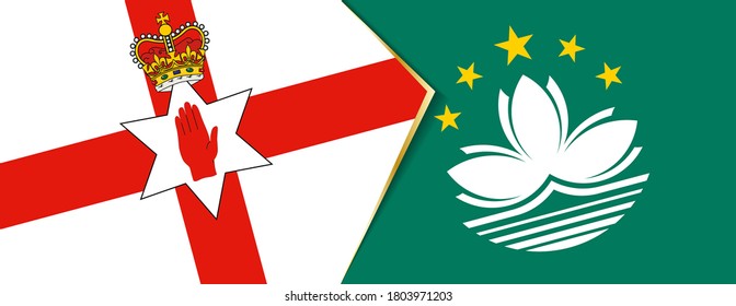 Northern Ireland and Macau flags, two vector flags symbol of relationship or confrontation.
