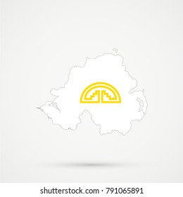 Northern Ireland map in Andean Community flag colors, editable vector.
