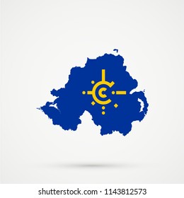 Northern Ireland map editable vector.