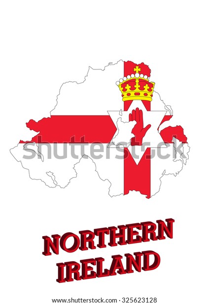 Northern Ireland Map with flag.\
UK