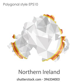 Northern Ireland map in geometric polygonal style.Abstract triangle,modern design background.