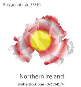 Northern Ireland map in geometric polygonal style.Abstract triangle,modern design background.