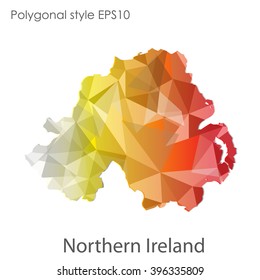 Northern Ireland map in geometric polygonal style.Abstract triangle,modern design background.
