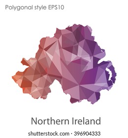 Northern Ireland map in geometric polygonal style.Abstract gems triangle,modern design background.