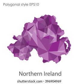 Northern Ireland map in geometric polygonal style.Abstract gems triangle,modern design background.