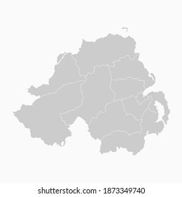 Northern Ireland Map Gray Color. Geographic Isolated Gray Vector Country Border Map Of . Vector Illustration
