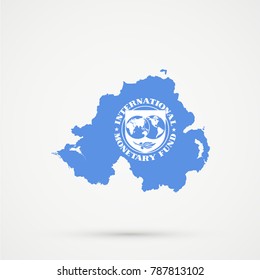 Northern Ireland map in International Monetary Fund (IMF) flag colors, editable vector.