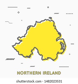 Northern Ireland map in thin line style with small geometric figures. Vector illustration modern concept
