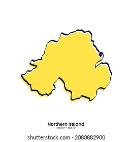 Northern Ireland map vector illustration template design. Outline style.