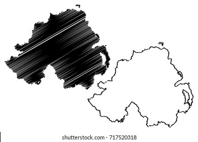 Northern ireland map vector illustration, scribble sketch Northern ireland