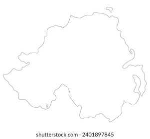 Northern Ireland map. Map of Northern Ireland in white color
