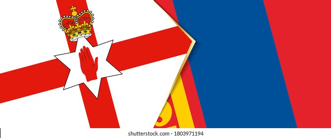 Northern Ireland and Mongolia flags, two vector flags symbol of relationship or confrontation.