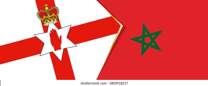 Northern Ireland and Morocco flags, two vector flags symbol of relationship or confrontation.