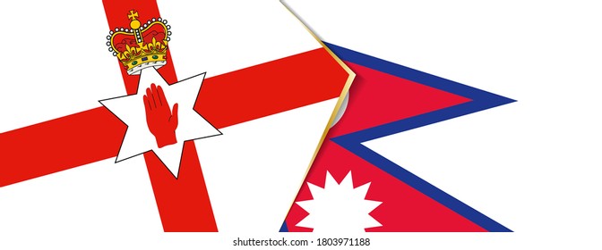 Northern Ireland and Nepal flags, two vector flags symbol of relationship or confrontation.