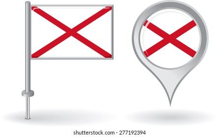 Northern Ireland pin icon and map pointer flag. Vector illustration.