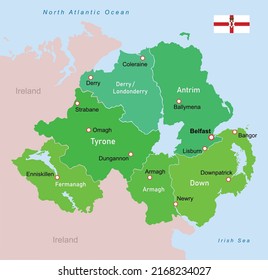 Northern Ireland regions map. Vector illustration