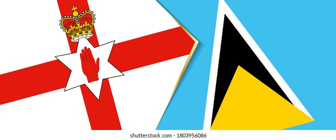 Northern Ireland and Saint Lucia flags, two vector flags symbol of relationship or confrontation.