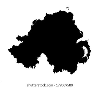 Northern Ireland vector map silhouette isolated on white background illustration.
