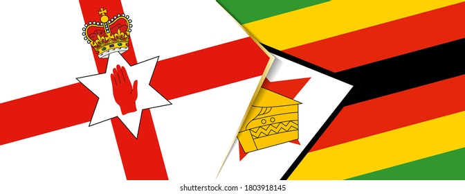 Northern Ireland and Zimbabwe flags, two vector flags symbol of relationship or confrontation.