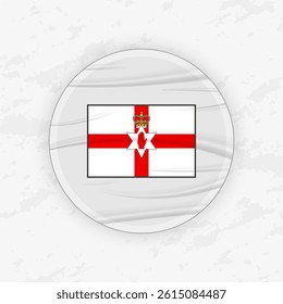 Northern Irish Flag in a Circular Emblem Design, Abstract Round Sticker Illustration. This vector graphic is perfect for use in patriotic designs, international events, sport competitions.