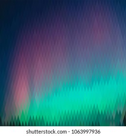 Northern lights, abstract graphic background, from a diamond of different colors (square format)