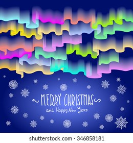 Northern lights. Abstract vector background art merry christmas