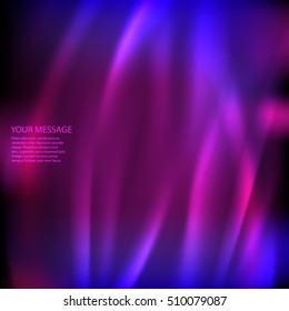 Northern lights background of bright glowing blur lines. Futuristic style glow neon disco club or night party. Vector illustration Eps 10. Futuristic northern lights style night glow neon 