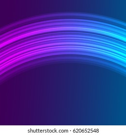 Northern lights background of bright glowing blur waves lines. Vector illustration Eps 10 Futuristic style glow neon disco club or night party. Gorgeous graph blue purple multicolors backdrop template
