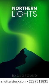 Northern lights background, Cover design template with vibrant gradient background. Trendy modern design. Applicable for placards, banners, flyers, presentations,  and reports. Vector illustration