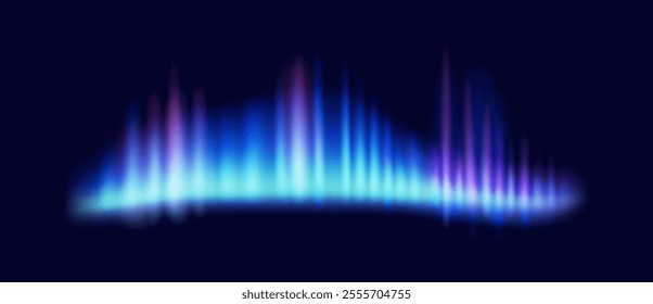 Northern lights creating magical atmosphere realistic vector illustration. Mesmerizing display in night sky 3d object on dark background