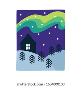 Icono del doodle Northern Lights, ilustración vectorial