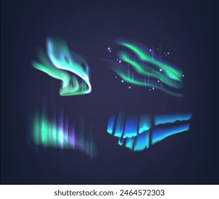 Northern Lights, Featuring Ethereal Waves Of Blue And Green Light At Dark Sky, Captures The Magical And Mystical Essence