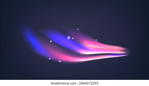 Northern Lights, Flowing Blue And Pink Glow Adorned With Twinkling Stars. Natural Aurora Borealis, Astronomy Phenomena