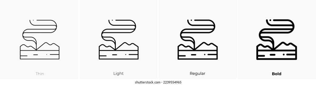 northern lights icon. Thin, Light Regular And Bold style design isolated on white background