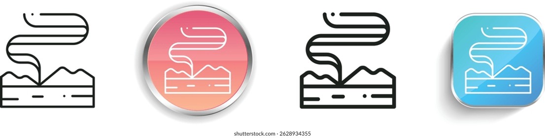 northern lights icon. Thin Linear, Regular and Button Style Design Isolated On White Background