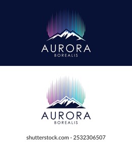 northern lights and mountain logo template