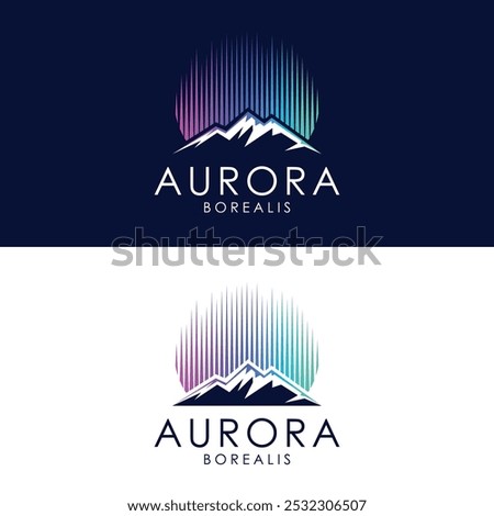 northern lights and mountain logo template