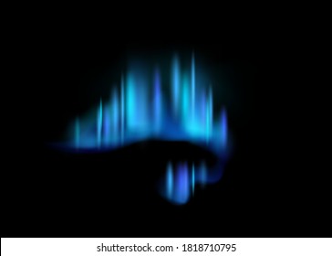 Northern lights. Realistic aurora borealis amazing polar lights on night black sky, magic luminescence vibrant arctic effect, blue gradient polar space shine vector abstract isolated illustration