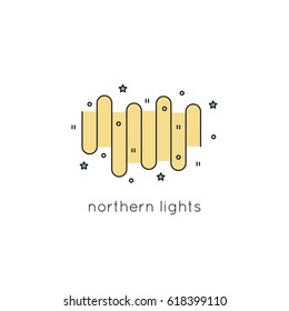 Northern Lights vector thin line icon. Colored isolated symbol. Logo template, element for travel agency products, tour brochure, excursion banner. Simple mono linear modern design.