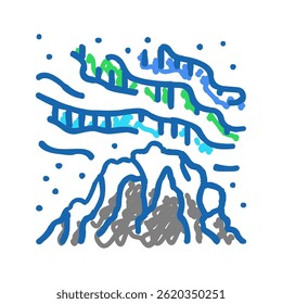 northern lights winter season doodle icon sketch vector. northern lights winter season sign. isolated symbol illustration
