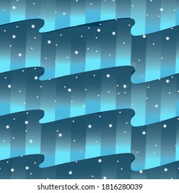 Northern lights in the winter sky pattern. Vector seamless pattern design for textile, fashion, paper, packaging and branding. 