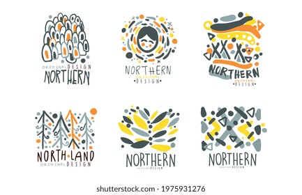Northern Logo Original Design Template with Fancy Shapes Vector Set