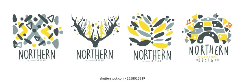 Northern Logo Original Design Template with Fancy Shapes Vector Set