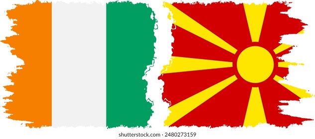 Northern Macedonia and Ivory Coast grunge flags connection, vector