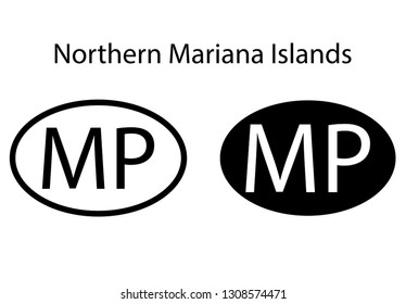 Northern Mariana Islands country code icon.  Iso code country domain name.   MP - Northern Mariana Islands abbreviated. vector
