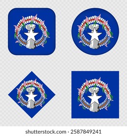 Northern Mariana Islands Flag Icons Pack. Vector illustration.