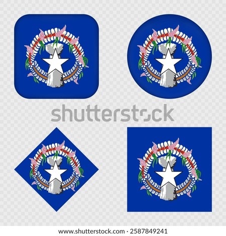 Northern Mariana Islands Flag Icons Pack. Vector illustration.