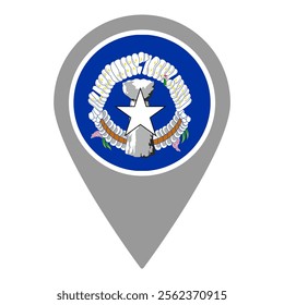 Northern Mariana Islands flag location pin, flag application, Flag on Location Pin, graphic design, map pointer, vector illustration.